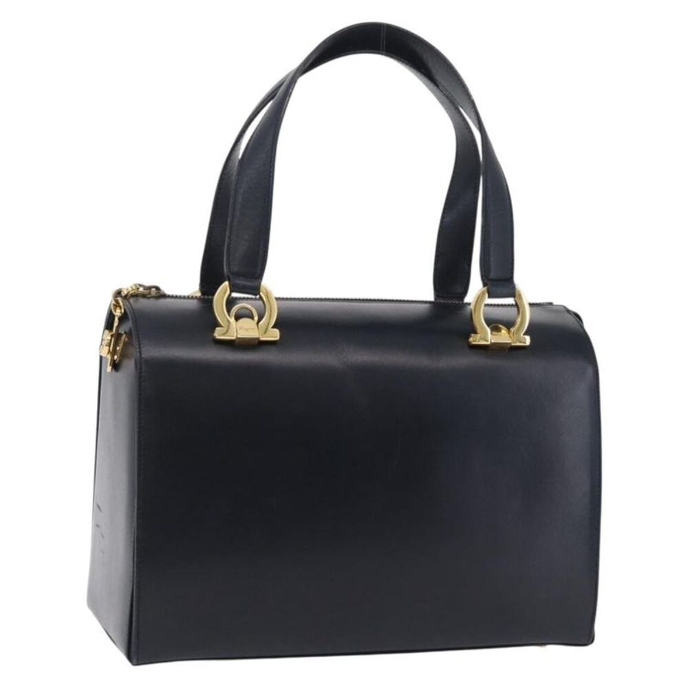 Salvatore Ferragamo Gancini Leather Navy Leather Handbag